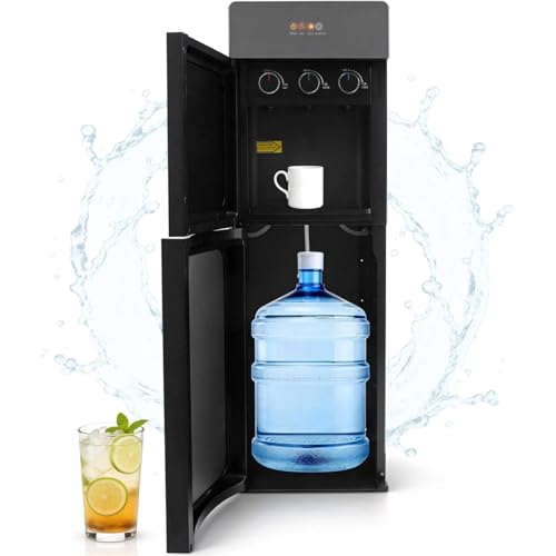 Image of Bottom Loading Water Cooler Dispenser for 3 or 5 Gallon Bottles,3 Temperature Settings Hot,Cold & Room Water Dispenser with Empty Bottle Alert,Stainless Steel Finish,for Office Home