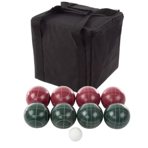 Bocce Ball Set Regulation Size - Lawn Game for Backyard or Beach - Includes Red and Green Bocce Balls, Pallino, and Carrying Case by Trademark Games