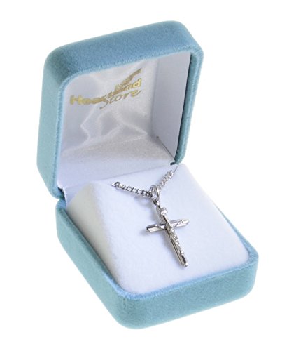 Heartland Women's Sterling Silver Crucifix with Cross on Cross Pendant + USA Made + Chain Choice2