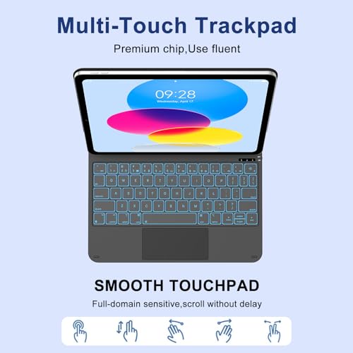 Image of Magic Keyboard Case for iPad A16 11 inch 11th Gen(2025) /10th Gen 10.9 inch(2022) | Multi-Touch Trackpad,7-Color Backlit,Floating Magnetic Stand,Magic-Style Magnetic Keyboard Case,Black