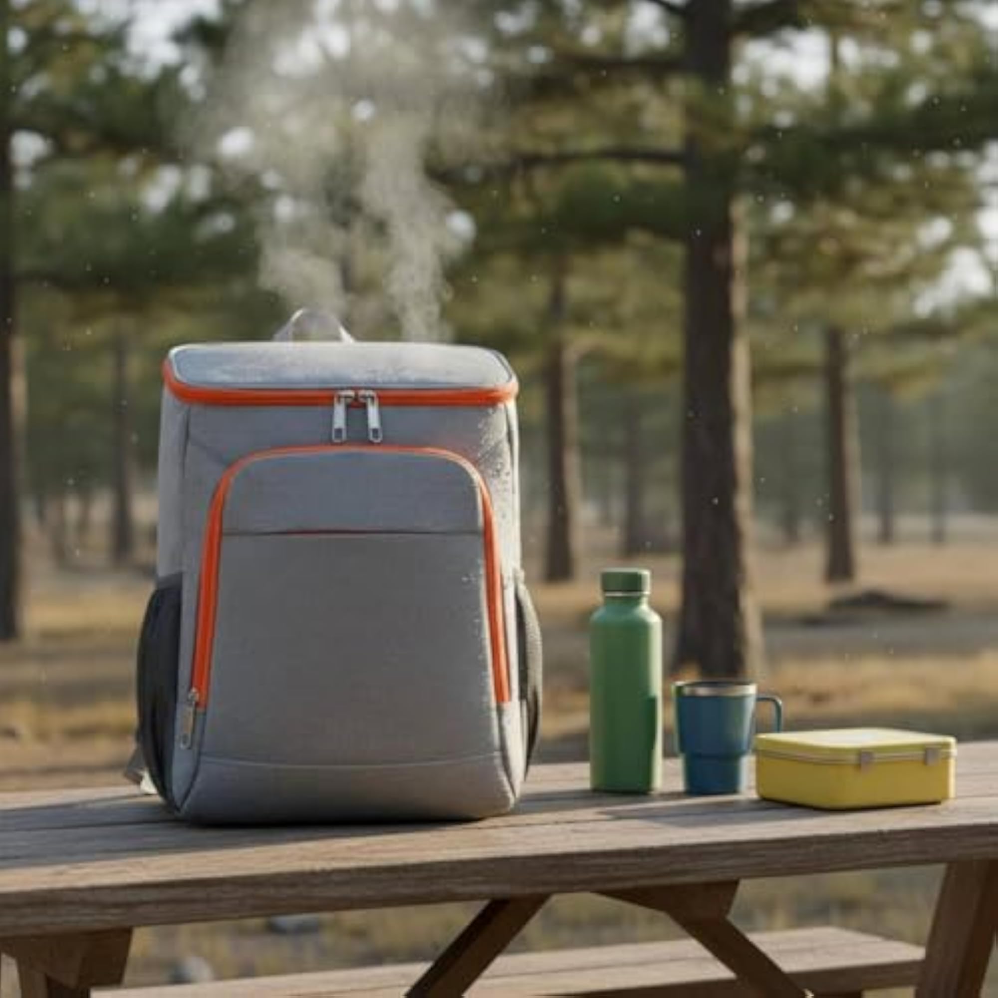 Padded Straps Insulated Backpack Cooler Bag Mesh Side Pockets