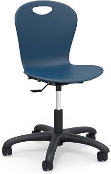 Virco ZTASK18 ZUMA Mobile Task Chair with Wheels (1 Chair), 16-20 Adjustable Seat Height for Teachers and Students 5th Grade - Adult, Ideal for Classrooms and Computer Labs - Navy