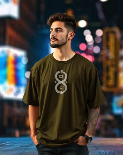 Image of GESPO Men T-Shirt Oversized Drop Shoulder Front and Back Printed Tshirt for Man || Tshirt for Man || Round Neck Casual Loose fit T Shirts for Mens