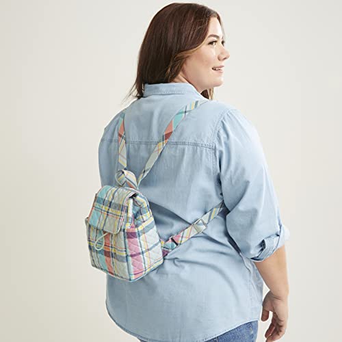 Image of Vera Bradley Women's Performance Twill Medium Travel Duffle Bag, Pastel Plaid - Recycled Cotton, One Size