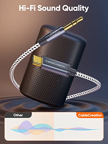 Image of CableCreation USB C to 3.5mm Audio Aux Cable (10FT /3M),Type C to Aux Male Headphone Car 1 /8 Stereo Auxiliary Cord for iPhone 15 Pro Max /15 Pro,iPad Pro Air,Gray