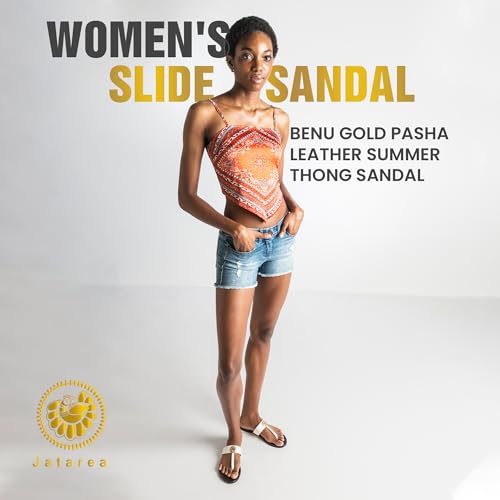 Image of JATAREA Slip-On Flat Toe Post T-Strap Sandals for Women