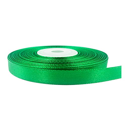 Image of Solid Color Double Faced Green Satin Ribbon 3 /8 inch X 25 Yards, Ribbons Perfect for Crafts, Wedding Decor, Bow Making, Sewing, Gift Package Wrapping and More