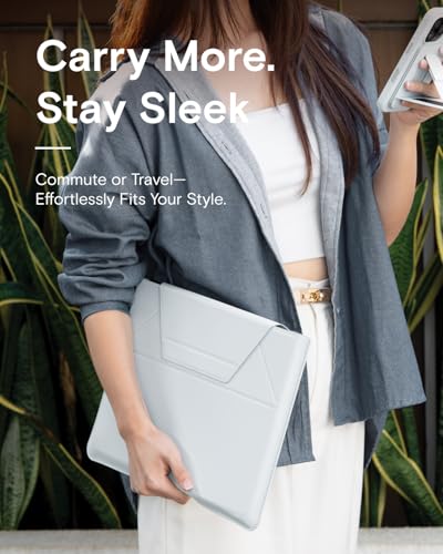 Image of MOFT Laptop Carry Sleeve, 2-in-1 Laptop Bag & Stand for 13 inch MacBook Air /Pro & Dell /HP /Lenovo /Asus, Stylish Slim Computer Sleeve Bag with Expandable Storage for Computer Accessories, Misty Cove