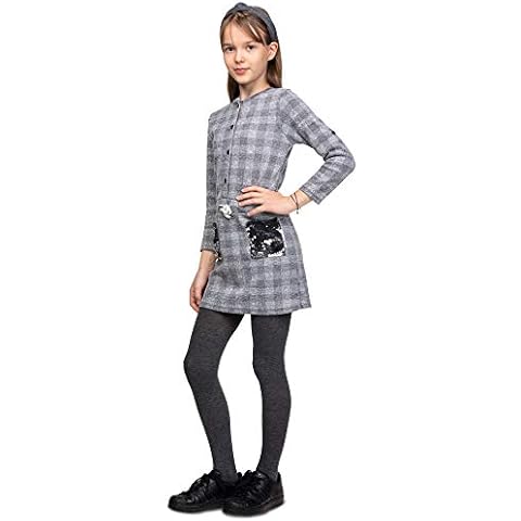 HI!MOM Girls Plain Autumn Thick Cosy Comfortable Cotton Rich School Kids Tights Grey 152/164 CT1009 Cover