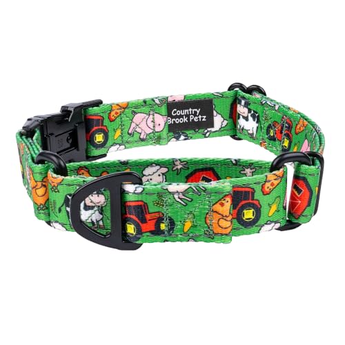 Country Brook Petz - Kindred Reflective Martingale Dog Collar with Metal Buckle - Critter Corner Collection Featuring Night Safe Designs (1 Inch, Farm Life Y'all, Extra Large)