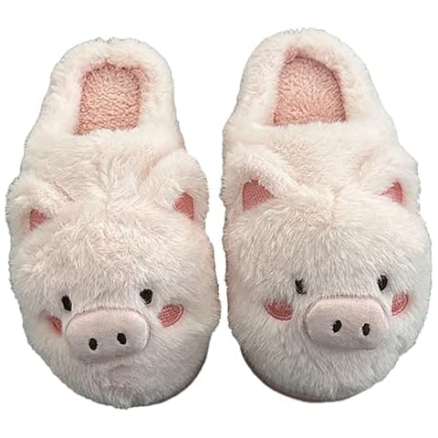 conrtems Pig Slippers, Cute Slippers, Animal Slippers, Cozy Plush, Padded Insoles, Non-Slip Soles (A-Pink, Adult, Women, 7.5, Numeric Range, US Footwear Size System, 8.5, Medium) Cover