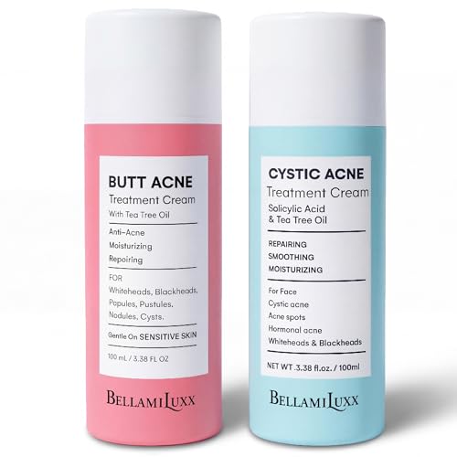 Image of BellamiLuxx Face & Body Acne Treatment Set - Butt Acne Lotion + Cystic Acne Treatment Lotion - Salicylic Acid Acne Care for Deep Breakouts, Butt Bumps & Clogged Pores