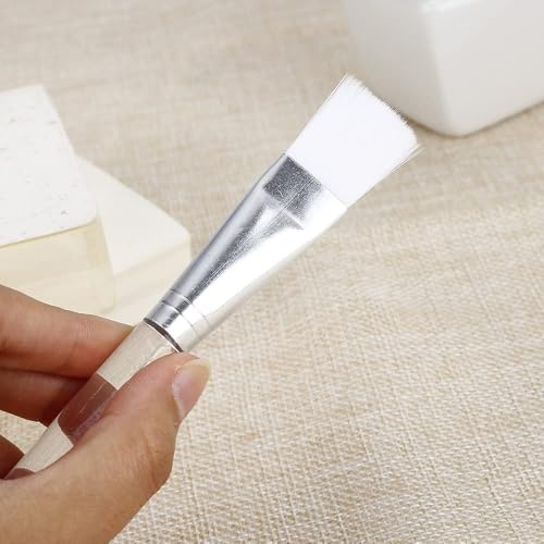 Image of Facial Mask Brush, Professional Skincare Applicator with Wooden Handle, White Bristles