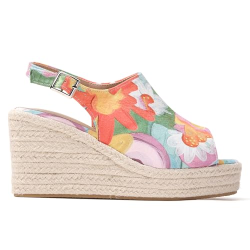 Image of Tilocow Espadrilles Wedges for Women Open Toe Ankle Strap Platform Dressy Casual Sandals Travel Slides