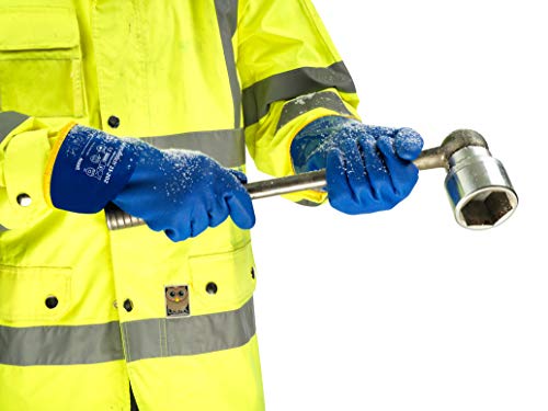 Ansell AlphaTec 23-202 Arbeitshandschuhe, Zugelassen für Lebensmittelkontakt, Hervorragende Flexibilität bei Niedrigtemperaturen, Gerautes Profil für Guten Nassgriff, Blau, Größe XL (6 Paar)