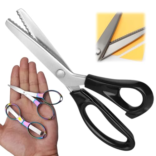 Scalloped Pinking Shears for Fabric Professional Zig Zag Scissors Handheld Dressmaking Cutting (Scalloped 4mm)