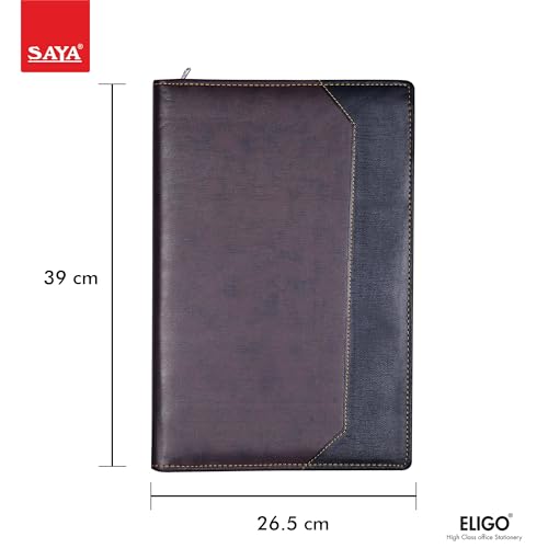 Image of Stylish Saya Multipurpose Leatherette Professional File Folder for Certificates - Handcrafted Leather Document Holder | Executive Portfolio for Legal Size Documents with 20 Leaves (Brown)