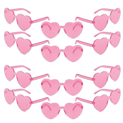 1 pc Pink Heart Sunglasses Rimless Heart Shaped Glasses Candy Sunglasses for Women Colored Party Favors， Eyewear Accessories