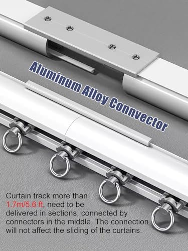 Heavy Duty 15ft White Curtain Track System - Ceiling & Wall Mount, Perfect for Room Dividers & Bay Windows, Includes Curtain Rods & Fittings for Home Decor, Easy Installation