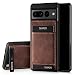 Produktbild SURAZO Premium Echtleder Back case für Google Pixel 7 Pro Hülle  Stoßfestes Leder Handyhülle Cover mit [Kartenfach, Standfunktion, Schlüsselanhänger] Vintage Slim Bumper Schutzhülle (Nussbraun)