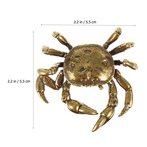 BESPORTBLE Brass Animal Figurine Brass Crab Sculpture Fengshui Wealth Figurine Lucky Statue Tea Pet Artware Collectible Figure Cake Topper Animal Statue Innovative Crab Shape Copper Sculp - Image 4