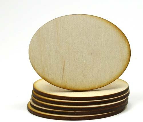 Mylittlewoodshop Pkg of 50 - Oval - 3 inches by 2-1/4 inches and 1/8 inch Thick Unfinished Wood (LC-OVAL04-50)