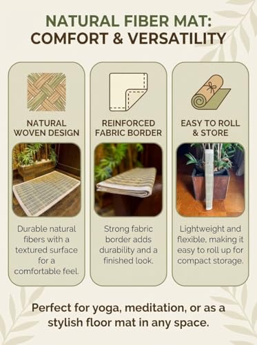 Image of MAMAJI Handmade Darbha (Kusha) Grass Meditation & Pooja Mat | Traditional Puja Aasan for Mandir, Japa, Yoga Sitting | Foldable, Breathable, Eco-Friendly (1)