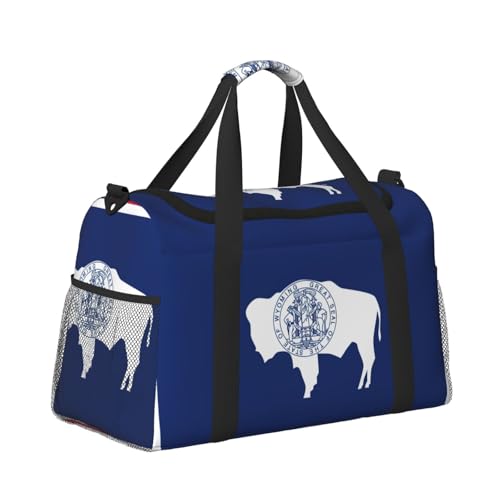 Wyoming State Flag print Weekender Overnight Carry On Bag Gym Luggage Bag Duffel Bag for Travel Women3