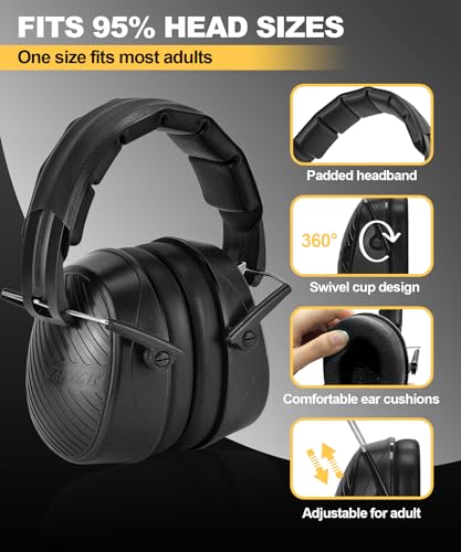 ZOHAN 019 Noise Cancelling Headphones for Adult - NRR 28dB Hearing Protection Ear Muffs for Working, Shooting, Mowing, Autism, Construction - Image 4