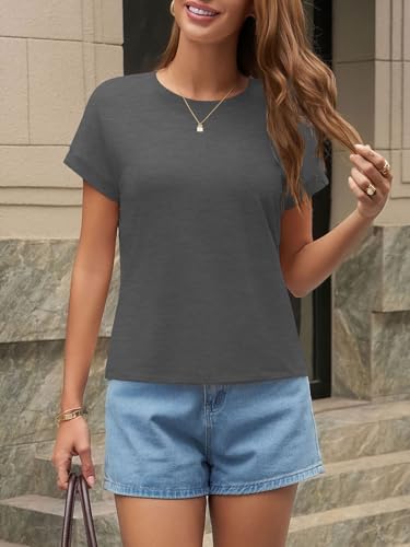 Image of UNCLECAT Womens Crop Tops Loose Fit Cap Short Sleeve Summer Tee