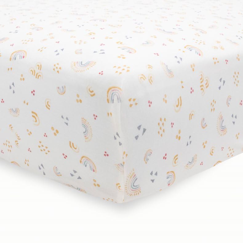 Image of Little Unicorn Premium Stretch Knit Crib Sheet |Super Soft with Optimal Stretch (Rainbows)
