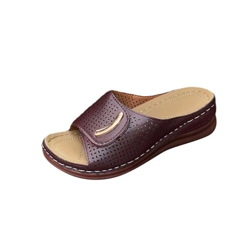 Womens Hollow Out Orthopedic Slippers Summer Casual Peep Toe Sandals Comfy Slip On Wedge Slippers Walking Shoes