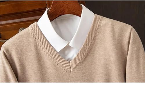 Men V-Neck Knit Wool Blend Sweater Winter Casual Solid Long Sleeve Pullovers2
