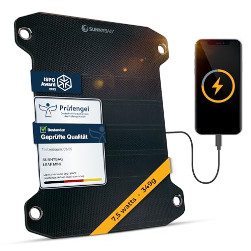 Chargeur solaire : les 4 meilleurs modèles en 2023 3 Sunnybag Leaf Pro | Panneau Solaire Flexible de 7,5 Watts | Chargement de Smartphone à énergie Solaire | Port USB | Chargeur Solaire pour la randonnée, Le Camping, l'extérieur