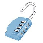 ZHEGE Combination Padlock, 4 Digit Coded Padlock, Resettable Number Lock for School Locker, Toolbox, Lock with Code for Backyard Fence Gate, Sheds, Garage Door (1P, Sky Blue)