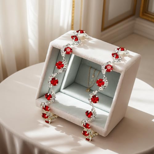 2 exquisite bracelets with red rhinestones, fashionable and cool style jewelry4