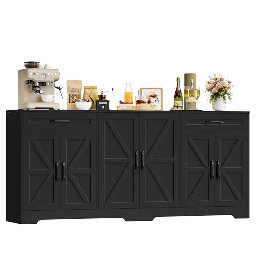 HOCSOK Buffet Cuisine, 180 cm Buffet Salle a Manger avec 6 Tiroirs 2 Portes, Meuble de Rangement, Armoire Vaisselier Cuisine pour Salon, Cuisine, Couloir,...
