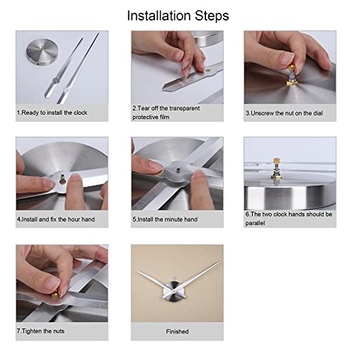 Lafocuse Large Metal Diy Wall Clock Silver Movement Mechanism Battery Operated Home Art Decor Quartz Clock For Living Room Office Bedroom 24 Inch #TOP3