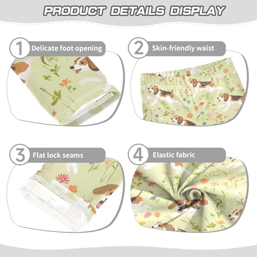 Vdsrup Girls Leggings Beagle Dog Light Green Kids Length Leggings Pants Athletic Yoga Pants Toddler Tights Trousers 4T3