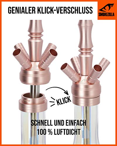 Smokezilla® MINYA Basic Shisha Set Rosegold - Schlauch + Anschluss & Mundstück - Inklusive Shisha Zubehör Mit… – Bild 4