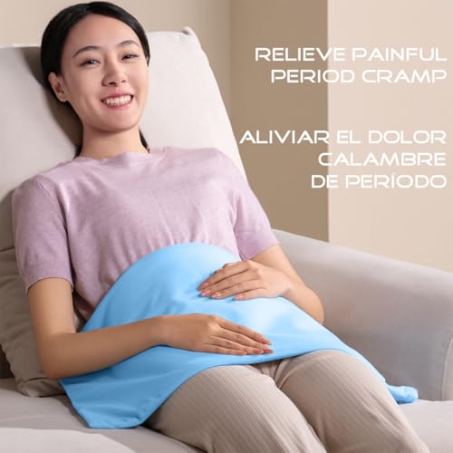 Boncare Stay On NO Auto-Off Hot Heating Pad for Cramps and Back Pain Relief Boncare Fomentera Electrica Lumbar Moist & Dry Heat Washable Cover (Sky Blue) (12"x24", 1.00, Count)