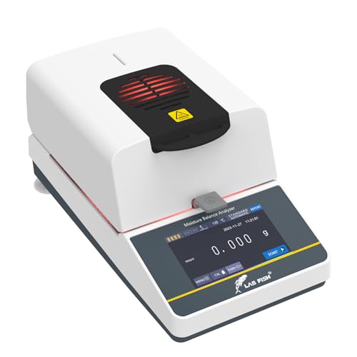 LAB FISH Halogen Moisture Analyzer Balance 110g*0.01g Readability 0.1% W/Heating & Drying for Test Analysis, Feed Grain(MBA1102)