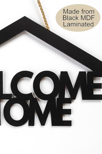 Image of GENXTRA Welcome Home Wall Decor- Black | MDF Wall Hanging Signs for Home Entrance, Drawing Room, or Balcony | Decorative Plaques for House (HOME 03)