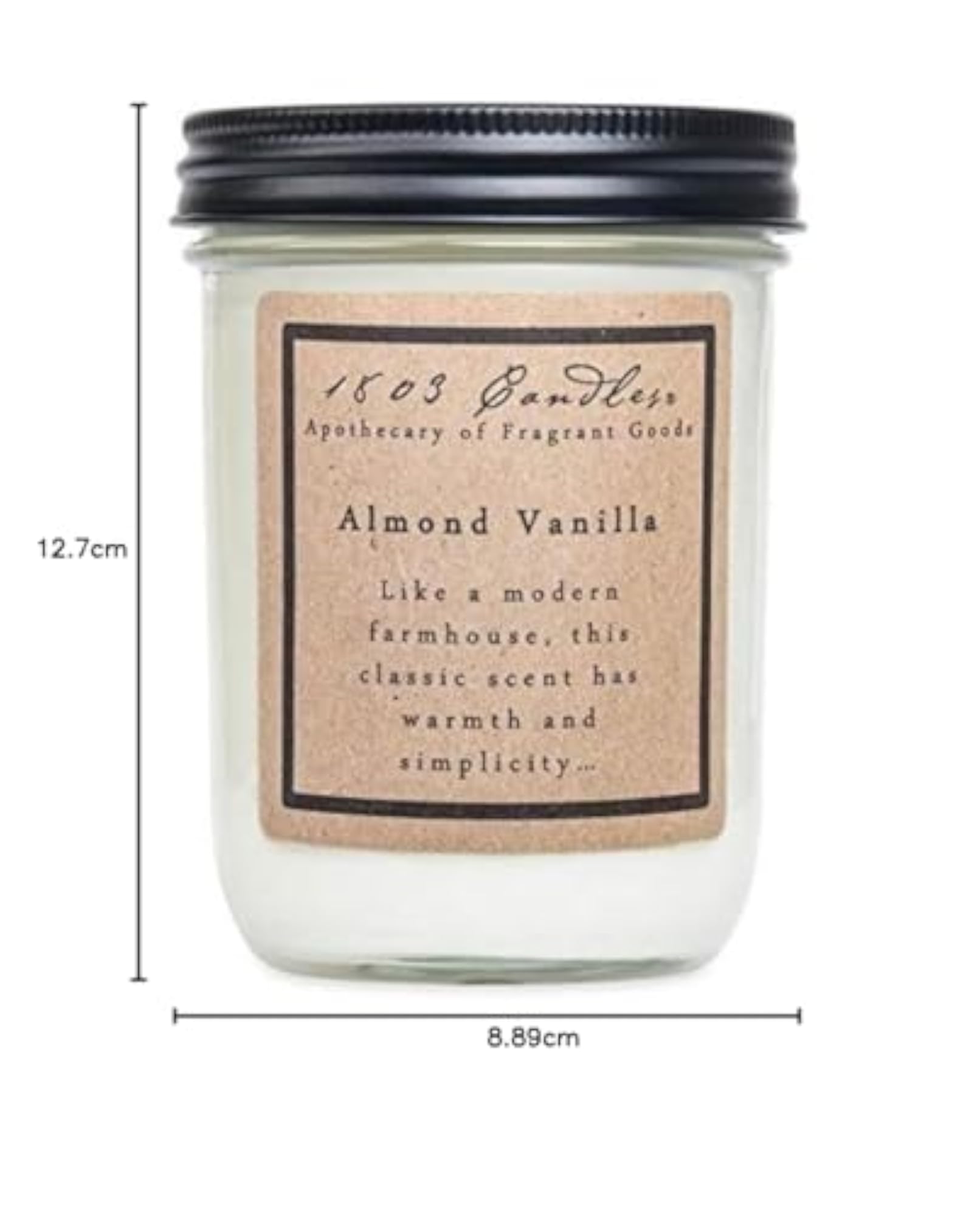 Almond Vanilla Scented Soy Candle, 14 oz. Jar