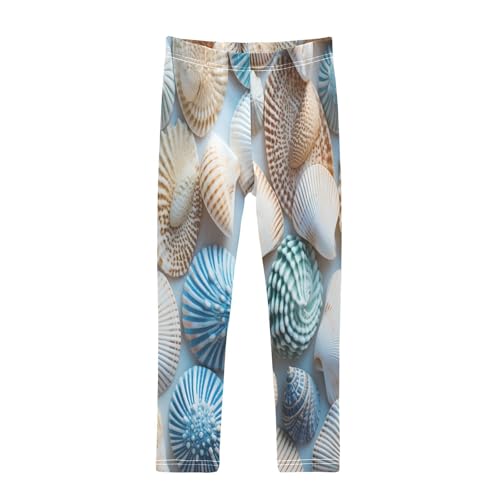 Toddler Girls Leggings Printed Yoga Pants Leggings Blue Green Cameo Shell for Kids
