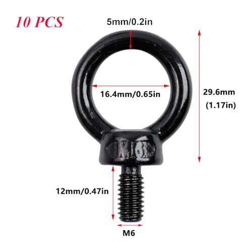 Image of Antrader M6 Lifting Eye Bolts,10PCS Stainless Steel Machinery Shoulder Lifting Eye Bolt