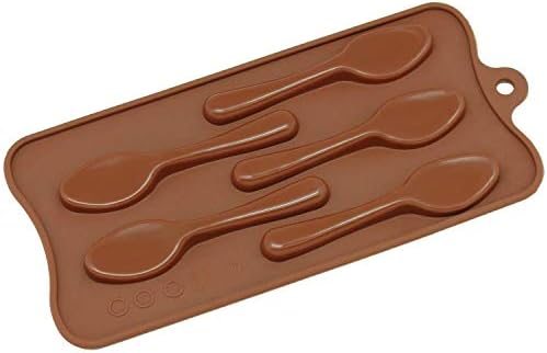Silicone Chocolate Candy Molds [Spoon, 5 Cup] - Non Stick, BPA Free, Reusable 100% Silicon & Dishwasher Safe Silicon - Kitchen Rubber Tray For Ice, Crayons, Fat Bombs and Soap Molds