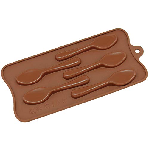 Silicone Chocolate Candy Molds [Spoon, 5 Cup] - Non Stick, Bpa Free, Reusable 100% Silicon & Dishwasher Safe Silicon - Kitchen Rubber Tray For Ice, Crayons, Fat Bombs And Soap Molds #TOP3