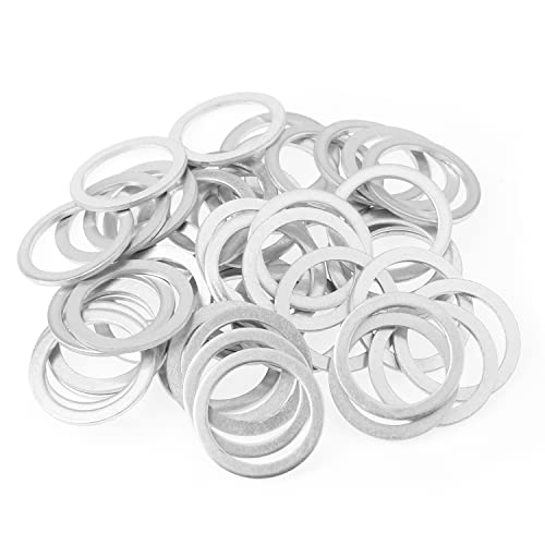 Image of HELIFOUNER 30 Pieces M20x26x1.5mm Automotive Drain Plug Gaskets, Oil Crush Washers, Aluminum Flat Washers, Inner Diameter 20mm, Outer Diameter 26mm, Thickness 1.5mm