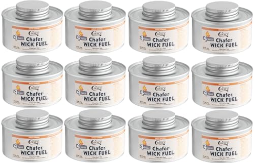 OCS Parts Pro Series 12-Pack Clean Burning Chafing Fuel Cans | 4 Hour Burn Chafing Fuel Can Burners with Clean Burning Diethylene Glycol for Indoor Outdoor Food Warmers with Safety Twist Cap